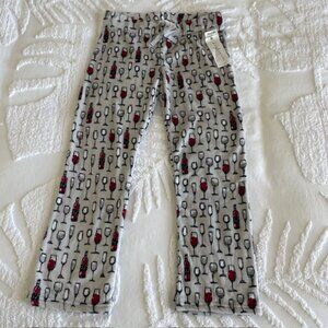 Daydream Womens Wine Glasses Print Plush Soft Pajama Pants Size M - NWT